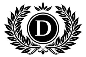 Elegant Monogram D with Laurel Wreath Design vector