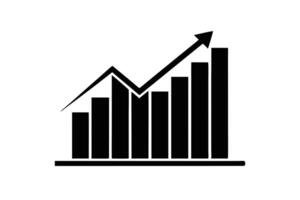 A Black and white graphic of rising bar graph representing growth. vector