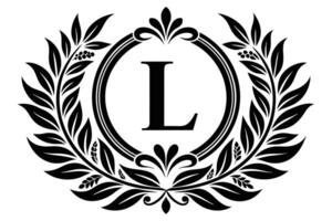 Elegant Monogram L Design with Laurel Wreath vector
