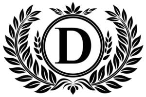 Monogram D with Laurel Wreath Design vector