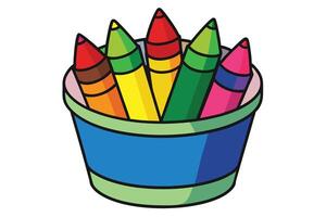 Crayons in a Container, Ideal for Education Stock Photo vector