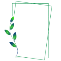 Green rectangle frame with a green and blue branch with leaves png