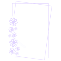 Purple rectangle frame with a flower pattern, on a transparent background png