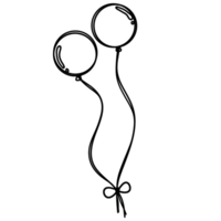 Two black line art balloons with a bow on a string png