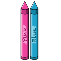 Two blue and pink crayons on a transparent background png