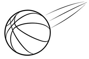 Simple black and white illustration of a basketball in motion. vector