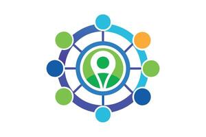 A Colorful Networked Person Icon, Representing Community and Connection vector