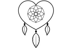 A Heart-shaped dreamcatcher graphic design vector