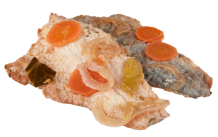 Fish fillet with sauce cut out isolated transparent background png