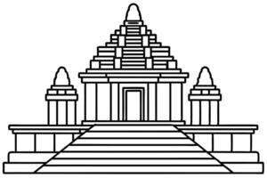 A Elegant Line Drawing of a Khmer Temple vector