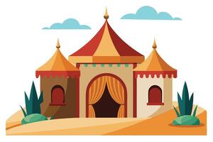 Vibrant Illustration of an Arabian Tent in a Desert Setting vector