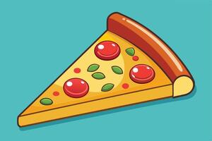 Appetizing Cartoon Pizza Slice with Toppings vector