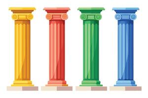 A Colorful Classic Columns A Variety of Architectural Styles vector