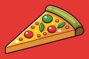 Cartoon Pizza Slice with Toppings vector