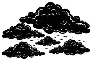 A Illustration of Dramatic Dark Clouds Against a White Background vector