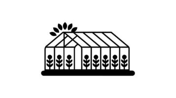 Simple Line Art Illustration of a Greenhouse with Plants vector