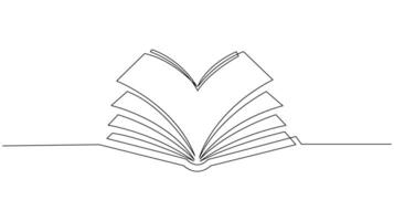 continuous One Line drawing of an open book. vector