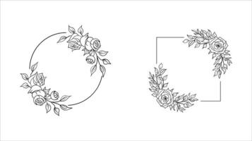 Elegant Floral Frames, Circular and Square Rose Decorations vector
