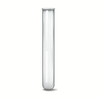 Detailed illustration of a glass test tube showcasing its smooth surface and clear reflective properties. Ideal for scientific and educational purposes. vector