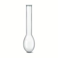 Realistic illustration of a glass laboratory flask. The flask's long neck and rounded bottom are designed for scientific experiments and chemical reactions. vector