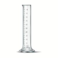 Realistic illustration of a graduated cylinder with volume markings. Used in scientific experiments and laboratories, ideal for measuring liquid volumes accurately. vector