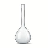 Image showcasing a clear laboratory flask with an elongated neck commonly used in scientific experiments ideal for precision measurements in laboratories. vector