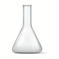 Detailed illustration of a laboratory Erlenmeyer flask with a wide base and a narrow neck used for chemical experiments and laboratory work. vector