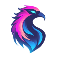 a colorful bird head with a blue and pink color scheme png