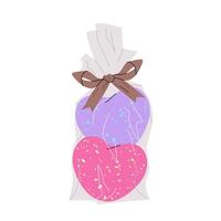 Set aromatic bath bombs in transparent packaging. Hygiene procedure and body care. Fragrant effervescent bath bombs. Cosmetic. vector