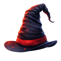 halloween witch hat with red ribbon on transparent background png