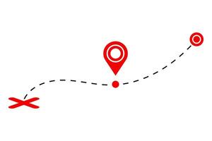 Navigation outline. Location linear, GPS symbol. Map sign. Destination. Delivery icon, paths, geo-tagging. Route line icon. vector