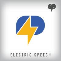 Speech bubble flash design. Unique dialogue design. Technology and development company design. vector