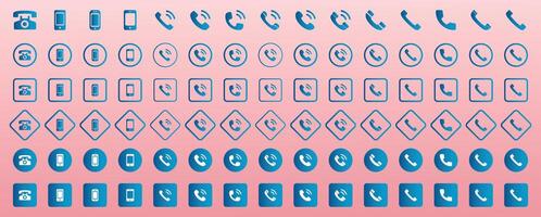 Phone icon set. Call sign. Contact icon. Set of call, phone, list, chat icons. Flat illustration of Phone icons. Telephone call Icon Illustration. Communication sign vector