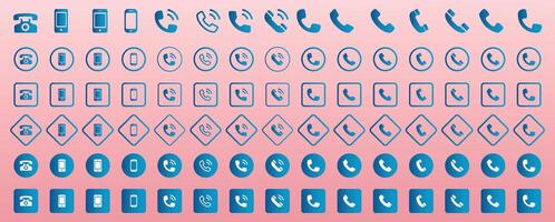 Phone icon . Set of flat Phone and mobile phone symbol collection. Phone call icon. Telephone icon symbol. Contact icon. Set of call, phone, list, chat icons. Illustration vector