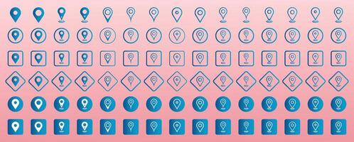Location icon set. Destination Symbol. Flat icon set of location and map pins. Modern map markers. Map pin place marker. Location pointer icon symbol in flat style. Position symbol. vector