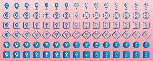 Set of point location icon line and fill art design. Location icon set. Point illustration sign collection. position symbol. place logo. Location map pin icons set. Illustration vector