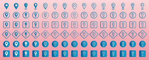 Set of map pin location icons. Modern map markers. Simplified icons of location. Fill and line location icon set. Pointer symbol. Search map icon. Location pin icon Set. Location icon illustration vector