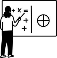 Math teacher giving lecture, doodle style icon vector