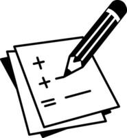 Solving math questions on paper, doodle style icon vector