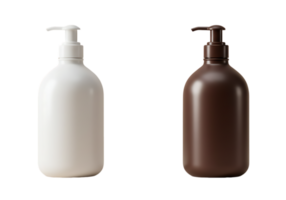 Two bottles of soap and lotion on a transparent background png