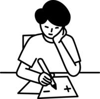 Sad student icon in doodle style vector