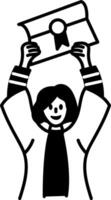 Student degree icon in hand drawn style vector