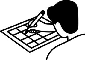 A doodle style icon of a character drawing on a graph paper vector