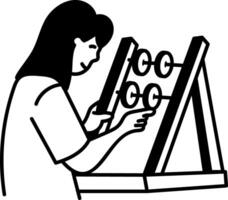 A hand drawn icon of a character using abacus vector