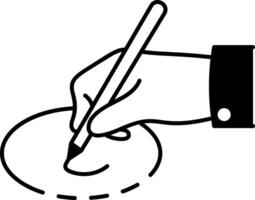Draw circle with pencil, hand drawn icon vector