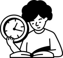 Student study time icon in hand drawn style vector