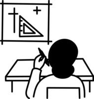 A student doing math study, doodle style icon vector