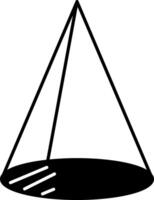 3d cone icon in drawing style vector