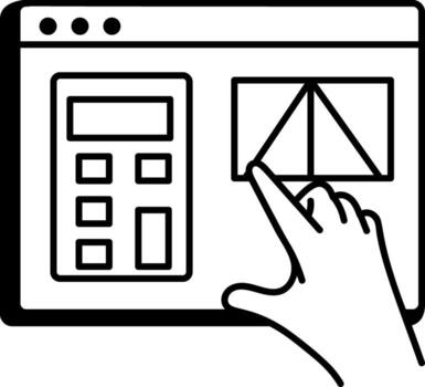 en línea matemáticas sitio web icono en garabatear estilo vector