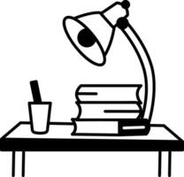 A hand drawn icon of study desk vector